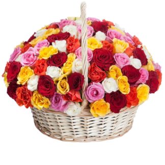 51 colorful roses basket | Flower Delivery Dolgoprudny